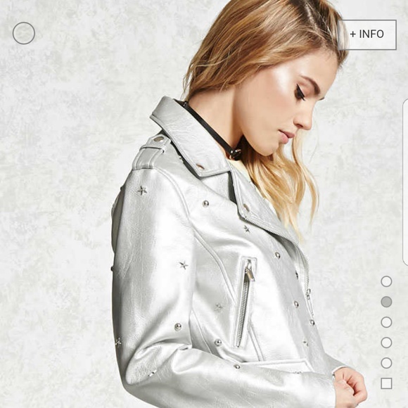 Forever 21 Sliver Studded Moto Jacket NWT - Picture 5 of 7